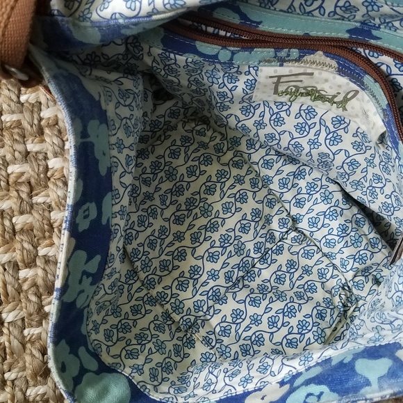 Fossil Blue Floral Canvas Messenger Crossbody - Picture 6 of 8